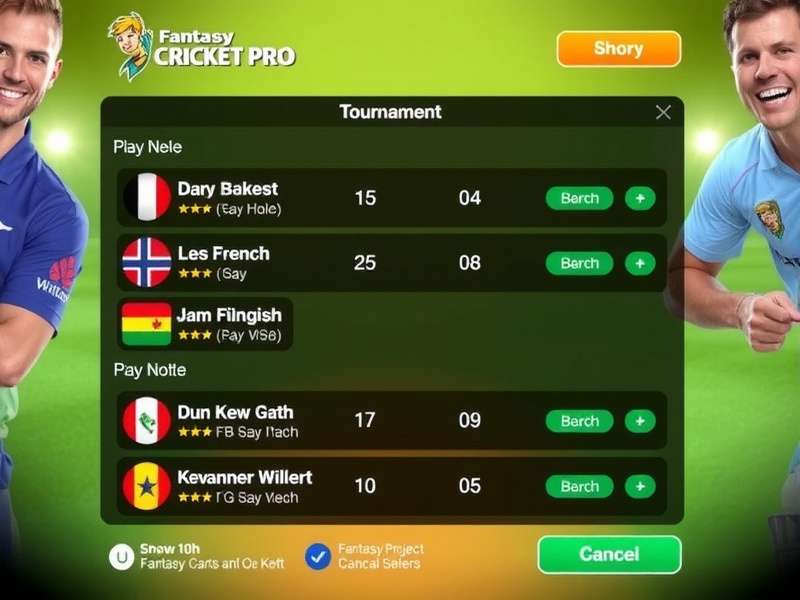 Fantasy Cricket Pro gameplay interface