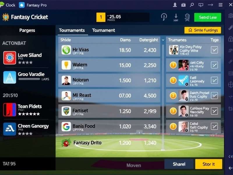 Fantasy Cricket Pro tournament selection